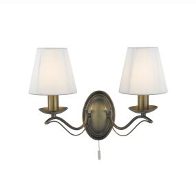 Searchlight Andretti - Wandleuchte mit Zugschalter - 37 x 26 cm - Messing antik