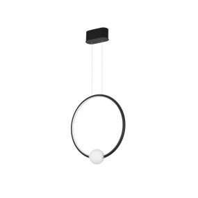 Nova Luce Celia - Hängeleuchte mit Fernbedienung - 43 x 10 x 120 cm - 25,6W dimmbare LED inkl - schwarz und opal