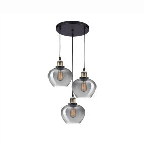 Nova Luce Cedro - Pendelleuchte 3L - Ø 35 x 130 cm - Rauchglas