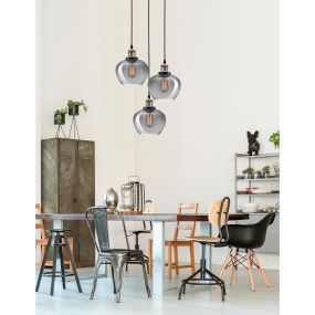Nova Luce Cedro - Pendelleuchte 3L - Ø 35 x 130 cm - Rauchglas