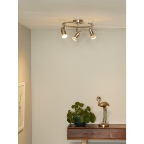 Lucide Caro 3 - Aufbaustrahler - Ø 31 x 13 cm - 3 x 5W LED inkl. - Chrom satiniert