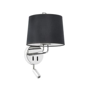 Faro Montreal - Wandleuchte mit Schalter - 21,5 x 19 x 39 cm - 3W LED inkl. - schwarz und chrom