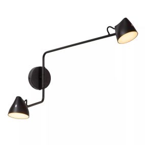 Lucide Milne - Wandleuchte - 35 x 8 x 54 cm - 2 x 8W LED inkl. - schwarz