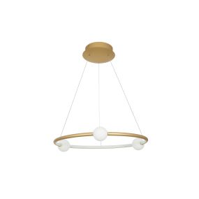 Nova Luce Celia - Pendelleuchte mit Fernbedienung - Ø 64 x 120 cm - 36W dimmbare LED inkl. - satiniertes Gold und Opal