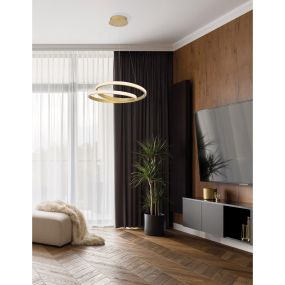 Nova Luce Grania - Pendelleuchte - Ø 55 x 120 cm - 25W dimmbare LED inkl - matt gold
