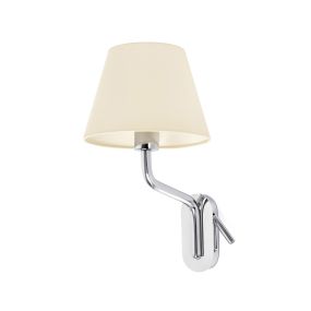 Faro Eterna Left - Wandleuchte - 21,5 x 20 x 16 cm - 1W LED inkl. - beige und chrom