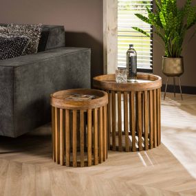 Vico Tweak - Beistelltisch-Set - Ø 47 x 45 cm - Mangoholz