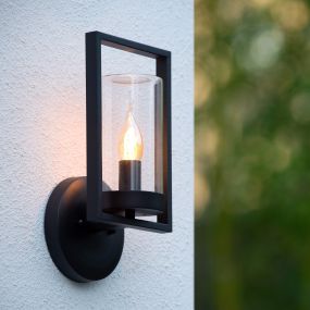 Lucide Nispen - Außenwandleuchte - 16 x 13 x 31 cm - IP44 - schwarz