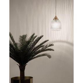 Nova Luce Mond - Pendelleuchte - Ø 15 x 120 cm - Gold satiniert und transparent