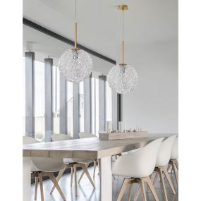Nova Luce Mirano - Pendelleuchte - Ø 30 x 180 cm - Messing gold und transparent
