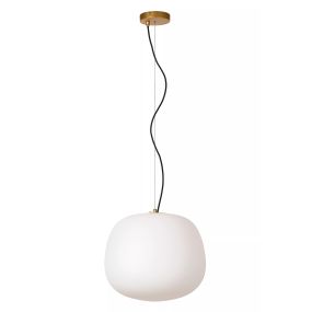 Lucide Elysee - Hängeleuchte - Ø 38 x 150 cm - Schwarz, Opal und Messing