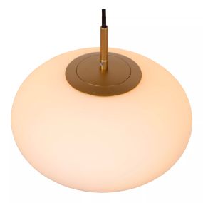 Lucide Elysee - Hängeleuchte - Ø 55 x 150 cm - Schwarz, Opal und Messing