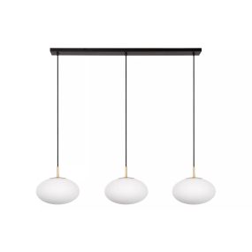 Lucide Elysee - Hängeleuchte - 130 x 30 x 150 cm - Schwarz, Opal und Messing