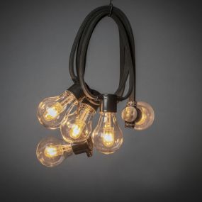 Konstsmide - dekoratives Partylichtset mit Dimmfunktion und austauschbaren LED - 4,5m Länge mit 10m Kabel - 10 LED Birnen inkl. - 6,2W - IP44 - schwarz