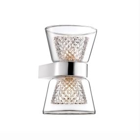 Nova Luce Boccale - Wandleuchte - 12,6 x 12 x 18 cm - 2 x 33W Halogen inkl. - Chrom und transparent