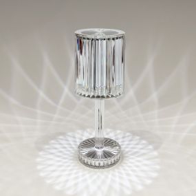 ONE Light Crystal Effect - wiederaufladbare Tischleuchte - Ø 8,6 x 24,8 cm - 3 Stufen dimmbar - 1,2W LED inkl. - IP54 - transparent