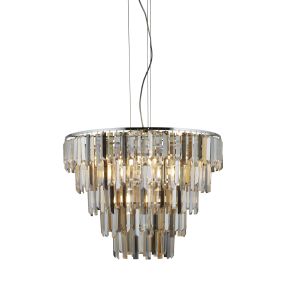 Searchlight Clarissa - Pendelleuchte - Ø 65 x 170 cm - Chrom und Amber