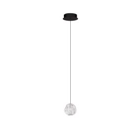 Nova Luce Ifos - Hängelampe - Ø 10 x 180 cm - 6W LED inkl. - Sand Schwarz und verchromtes Metall