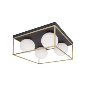 Nova Luce Juliet - Deckenleuchte - 45 x 45 x 20 cm - Messing, opalweiß und schwarz