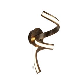 Searchlight Ribbon - Wandleuchte mit Zugschalter - 22 x 38 cm - 12W dimmbare LED inkl - rustikales Braun