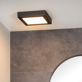 Lucide Brice-Led - Deckenleuchte - 22 x 22 x 3,9 cm - 22W dimmbare LED inkl - IP44 - schwarz