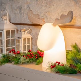 New Garden Rudy 35 - solarbetriebene wiederaufladbare Tischlampe mit Stecker - 40 x 40 x 30 cm - IP65 - weiß