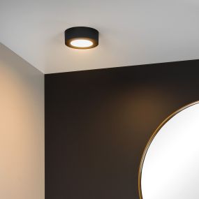 Lucide Brice-Led - Deckenleuchte - Ø 11,7 x 3,9 cm - 8W dimmbare LED inkl - IP44 - schwarz