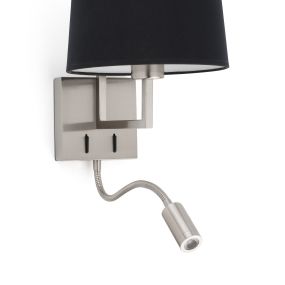 Faro Frame - Wandleuchte mit Schalter - 21,5 x 28 x 17,6 cm - 3W LED inkl. - schwarz und nickel matt