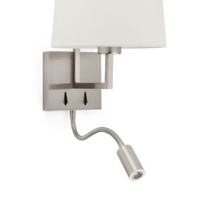 Faro Frame - Wandleuchte mit Schalter - 21,5 x 28 x 17,6 cm - 3W LED inkl. - beige und nickel matt