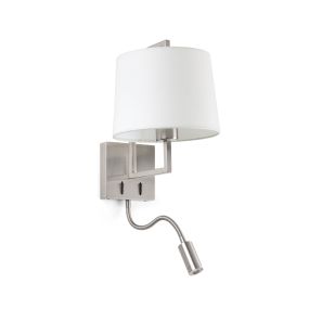 Faro Frame - Wandleuchte mit Schalter - 21,5 x 28 x 17,6 cm - 3W LED inkl. - weiß und nickel matt