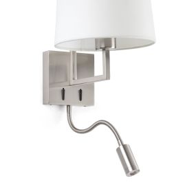Faro Frame - Wandleuchte mit Schalter - 21,5 x 28 x 17,6 cm - 3W LED inkl. - weiß und nickel matt