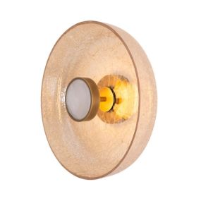 Maxlight Signature - Wandanbauleuchte - Ø 35 x 12 cm - 9W LED inkl - Messing antik und Braunglas