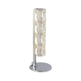 Searchlight Remy - Tischleuchte - Ø 15 x 40 cm - 12W dimmbare LED inkl - chrom und transparent