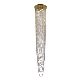 Searchlight Swoop - Pendelleuchte - Ø 35 x 180 cm - Messing satiniert und transparent