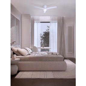 Nova Luce Aloa - Deckenventilator mit Licht und Fernbedienung - Ø 132 x 27,5 cm - 18W LED inkl. - Sand Weiß und Weiß holz