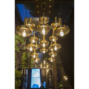 Faro Whizz - Pendelleuchte - Ø 25 x 26 cm - satiniertes Gold und Schwarz