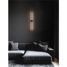 Nova Luce Cretel - Wandleuchte - 90 x 8,3 x 1,5 cm - 15W LED inkl. - IP44 - schwarz