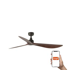 Faro Outwood L Tuya Smart - deckenventilator - Ø 150 cm - IP44 - dunkelbraun und dunkle walnuss