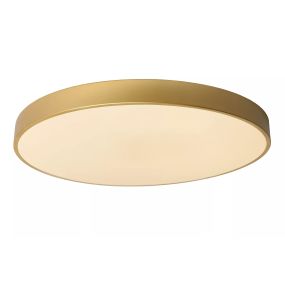 Lucide Unar - Deckenleuchte - Ø 60 x 5 cm - 60W dimmbare LED inkl. - 3 Stufen Dimmer - matt gold