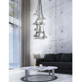 Nova Luce Ferrara - Pendelleuchte - Ø 55 x 180 cm - hellgrau