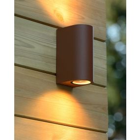 Lucide Boogy - Außenwandleuchte - 6,8 x 9,3 x 15 cm - IP44 - rostig