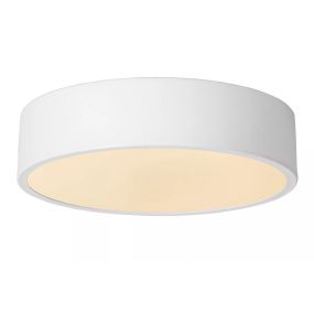 Lucide Unar - Deckenleuchte - Ø 20 x 5 cm - 12W dimmbare LED inkl - 3 Stufen Dimmer - weiß