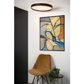 Lucide Nuria - Deckenleuchte - Ø 50 x 7,5 cm - 36W LED inkl. - 3 Stufen dimmbar - schwarz
