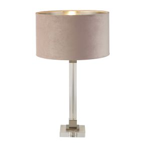 Searchlight Scarborough - Tischleuchte - Ø 38 x 67 cm - Nickel satiniert, silber und rosa