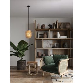 Nova Luce Asma - Hängelampe - Ø 20 x 150 cm - Rattan und Sand Schwarz