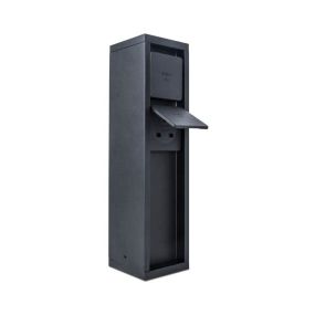 Lutec Mains - Pfosten mit Steckdosen - 8 x 8 x 31 cm - IP54 - mattschwarz - 2-polige Schutzkontaktsteckdosen (belgische Version)