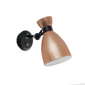 Faro Retro - Wandleuchte mit Schalter - 12 x 24,5 x 19 cm - Kupfer matt