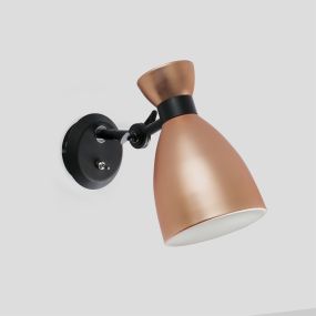 Faro Retro - Wandleuchte mit Schalter - 12 x 24,5 x 19 cm - Kupfer matt