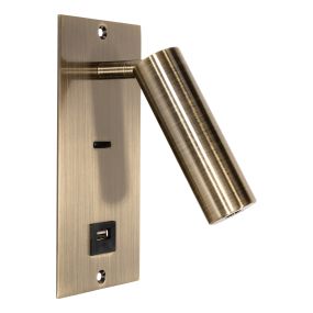 Projectlight Victoria USB - Wandeinbauleuchte - 8 x 16 x 16 cm - Messing antik