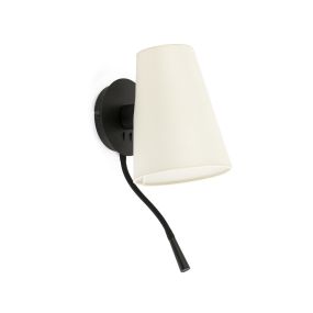 Faro Lupe - Wandleuchte mit Schalter - 10 x 25 x 42 cm - 1W LED inkl. - beige und schwarz